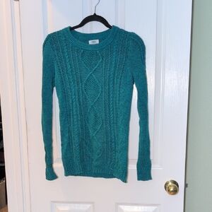 Old Navy Teal Cable-Knit Crew Sweater